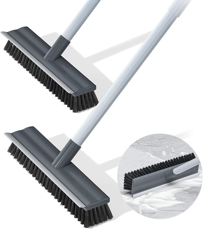 1x Floor Scrub Brush 2 in 1 Scrape &#x26; brush Push Broom Stiff Bristle