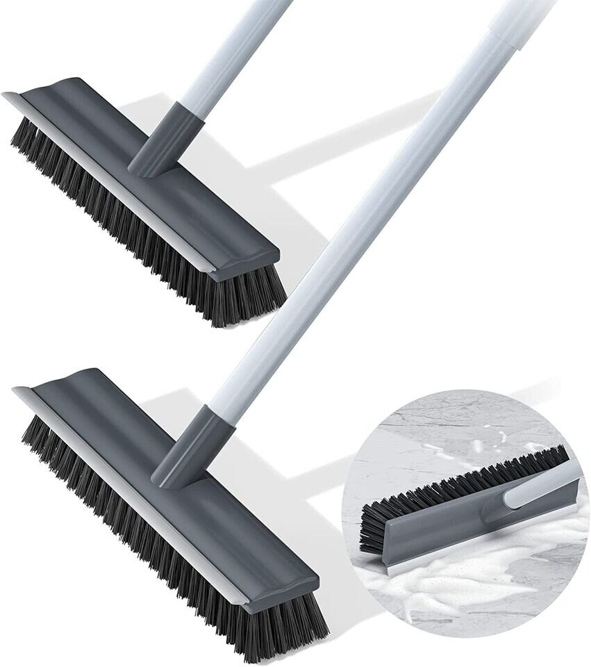 1x Floor Scrub Brush 2 in 1 Scrape & brush Push Broom Stiff Bristle