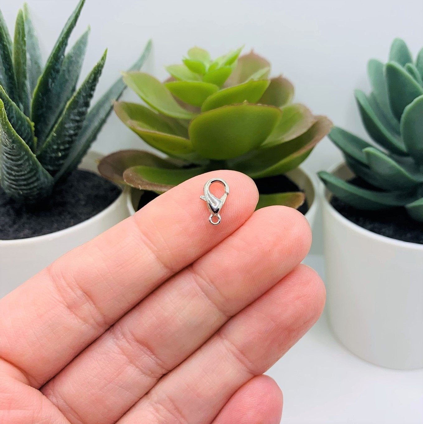 100 or 500 Pieces: 6 x 10 mm Rhodium Plated Lobster Claw Clasps