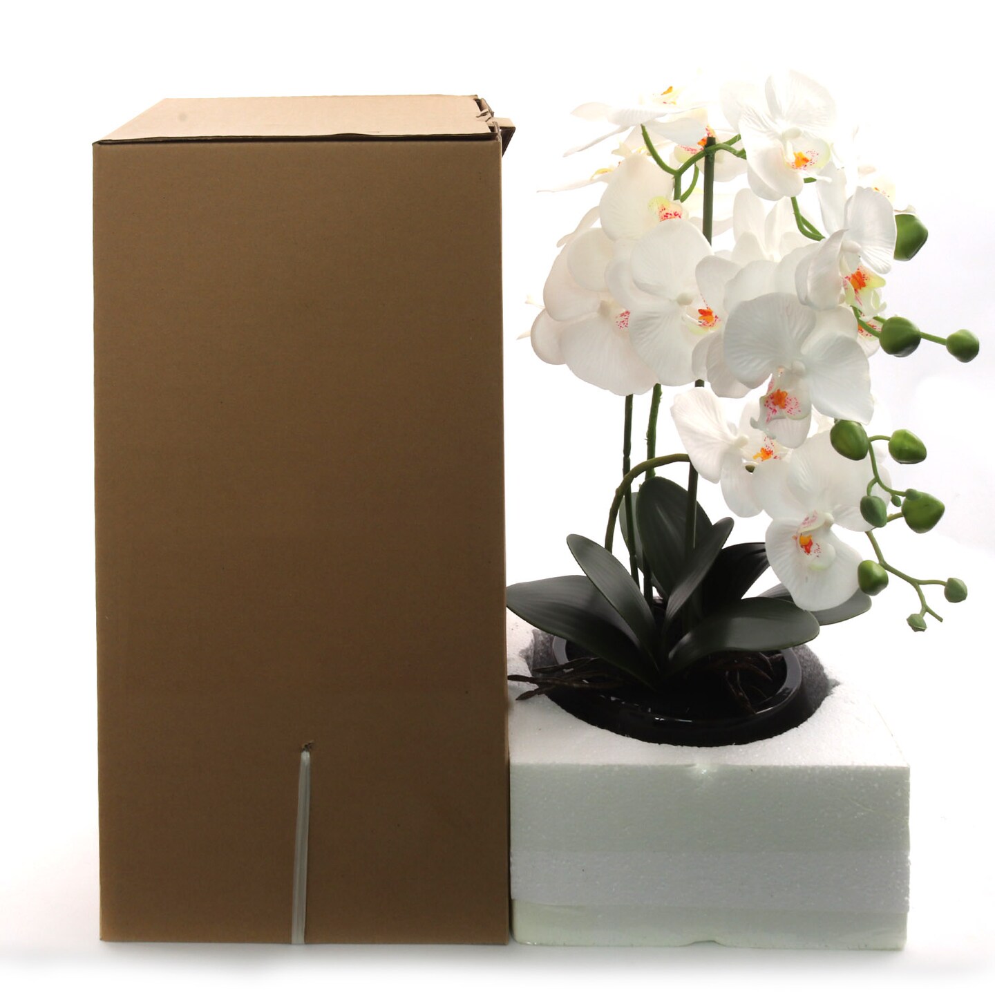 15-Inch Phalaenopsis Orchid - Elegant White Blooms, Home Decor, Perfect for Tabletops & Gifts - All-Season Elegance, Floral Home by Artificial Flowers