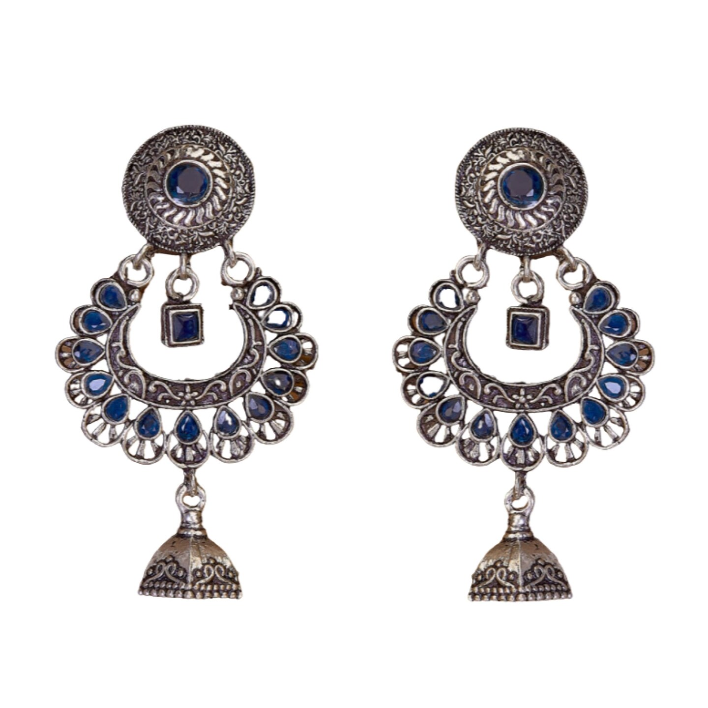 Lotus Jhumka Oxidised Drop Earring - My Indian Brand