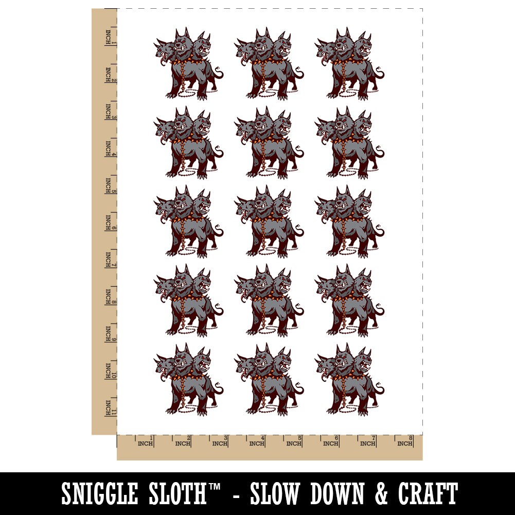 Cerberus Three Headed Hell Hound Dog Hades Greek Mythology Temporary Tattoo Water Resistant Set Collection (1 Sheet)