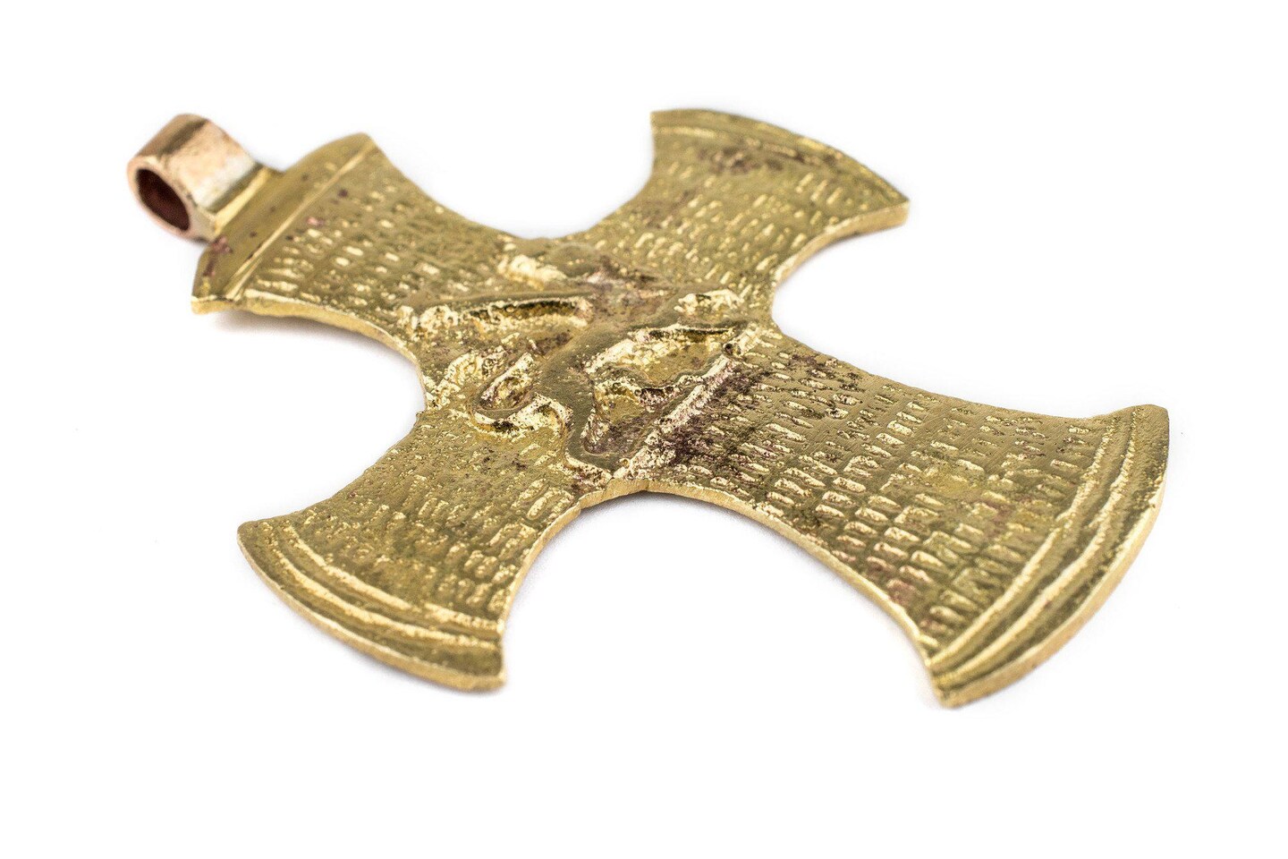 TheBeadChest Brass Lion of Judah Ethiopian Cross Pendant