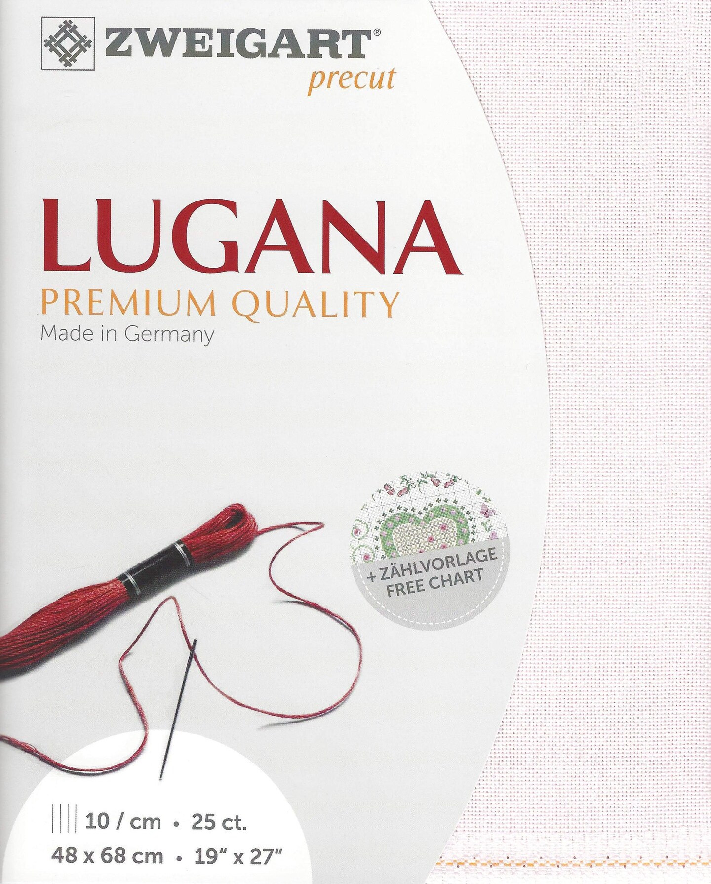 Precut Zweigart Lugana 25 count Pale Rose