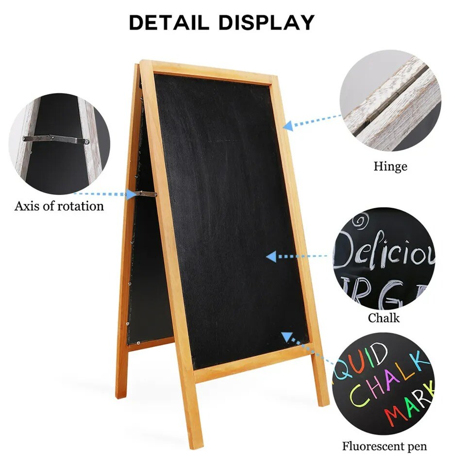 40" Natural wood Sturdy Sandwich Board A Frame Chalkboard Restaurant Wedding Message Board
