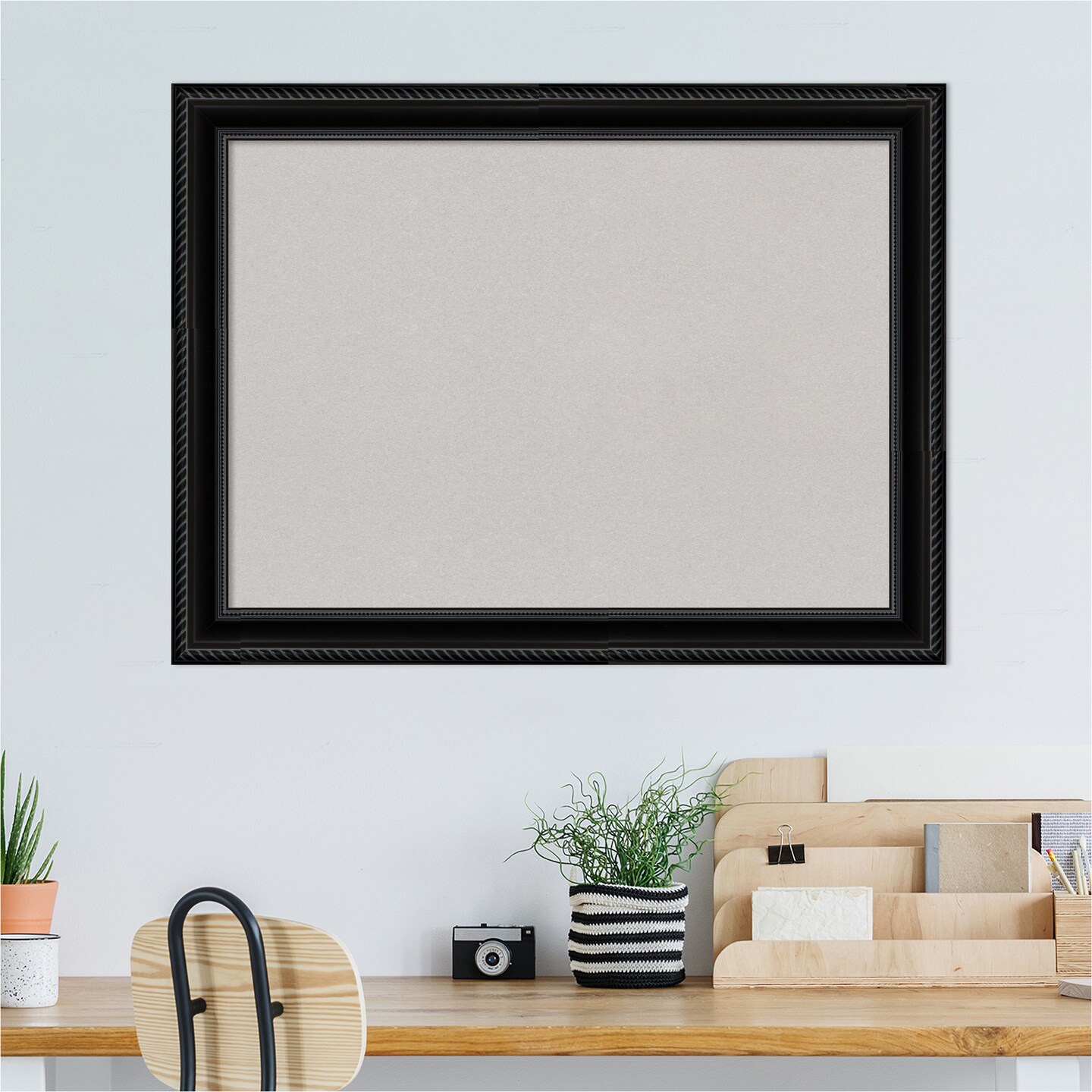 Corded Framed Corkboard, Grey Cork