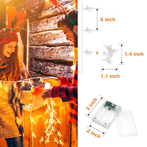 AceList 20ft 40LED Moon &#x26; Star Fairy Lights - Warm White String Lights, Battery &#x26; USB Powered, 2 Modes, for Kids&#x27; Rooms, Gardens, Camping, Balcony, Holidays, Parties, Weddings, Gifts, Home Decor