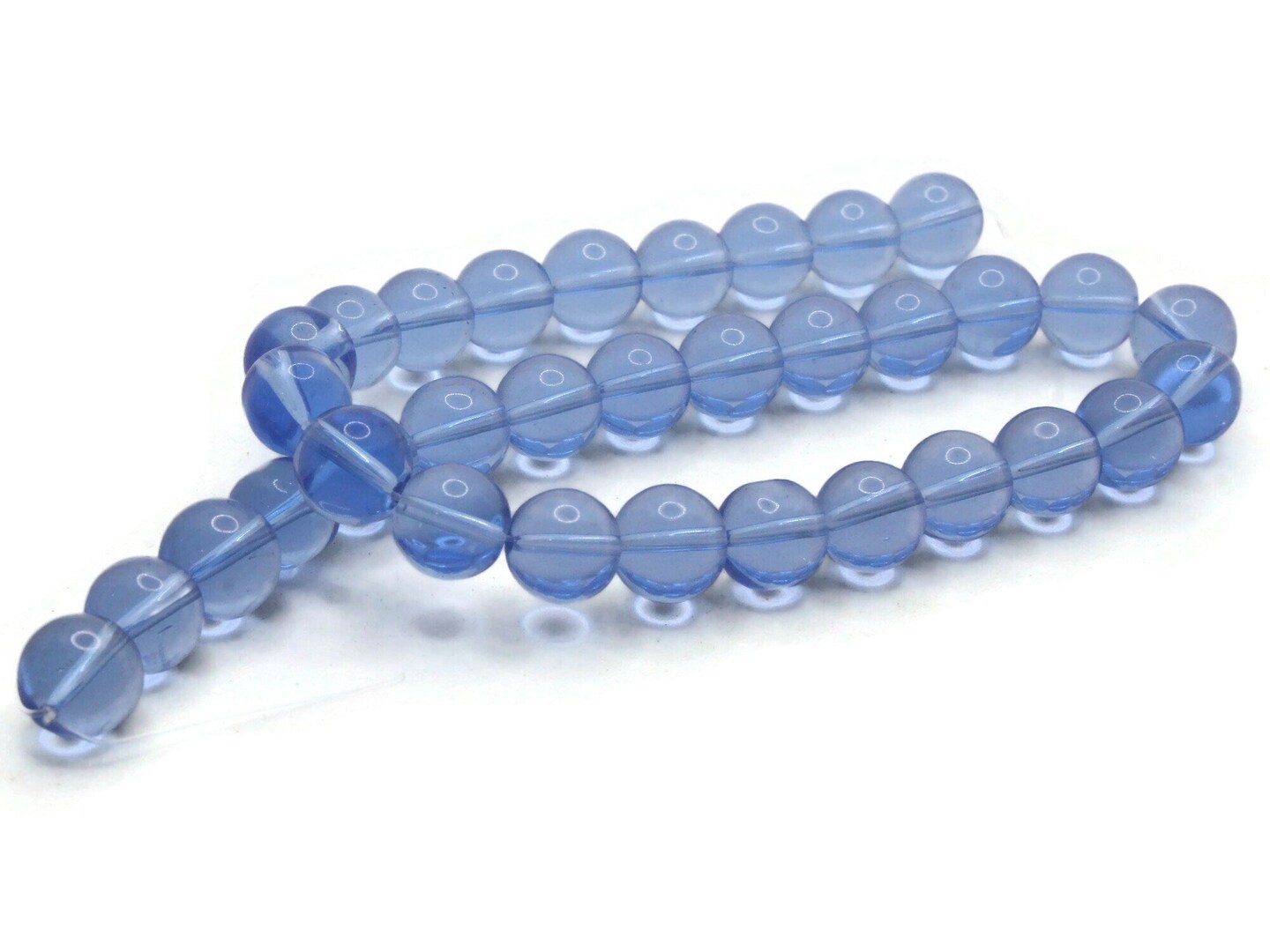 33 10mm Blue Glass Round Accent Beads