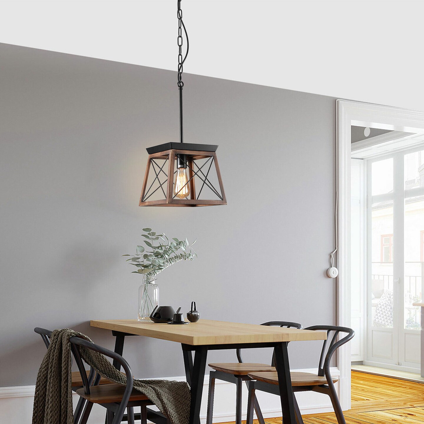 Kitcheniva Farmhouse Faux-wood Pendant Lamp Fixture