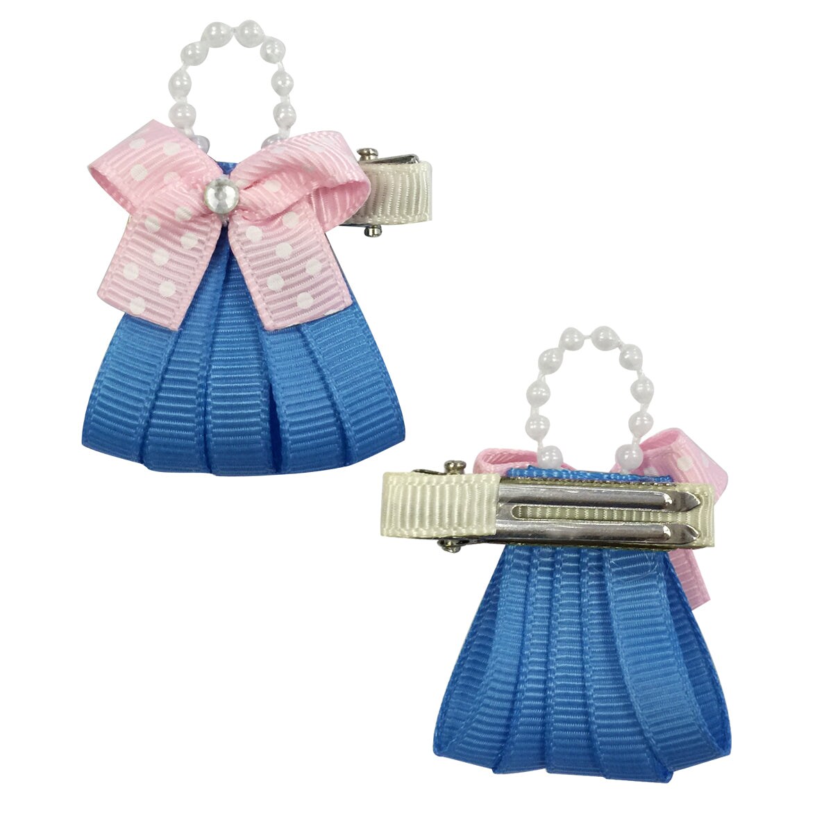 Wrapables Peacock, Bunny, Purse, Ballet Shoes Ribbon Sculpture Hair Clips with Polka Dots Hair Clip / Hair Bow Holder, Hot Pink