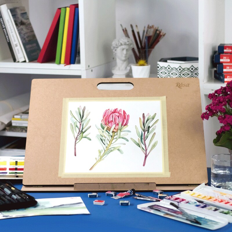 Rosa Studio B3 Adjustable Desk Tablet Easel with handle. 21.65*0.98*18.9 inches. MDF.