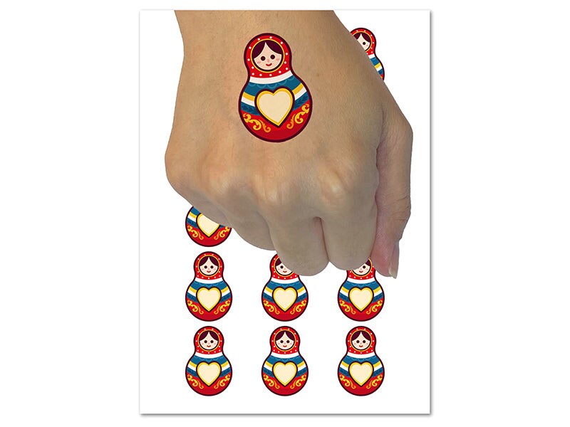 Matryoshka Babushka Russian Nesting Stacking Doll Temporary Tattoo Water Resistant Body Art Set 6441