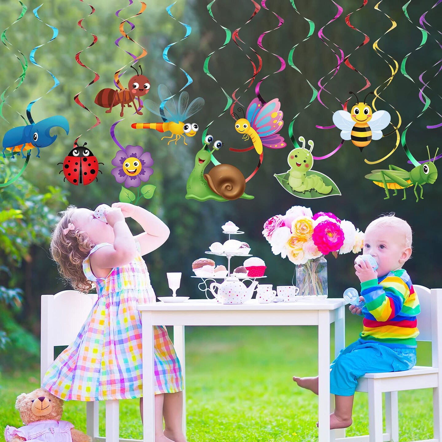 30 PCS Spring Summer Insects Hanging Swirl Decorations, Butterfly Sunflower Bug Birthday Party Ceiling Decorations for Girls, Boys, Kids, Home, Classroom, Baby Shower,