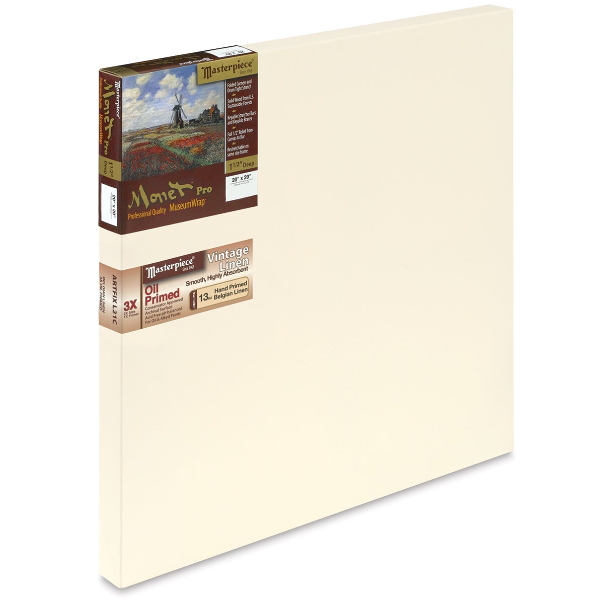 Masterpiece Monet Pro Linen Canvas - 20&#x22; x 20&#x22;, Oil Primed