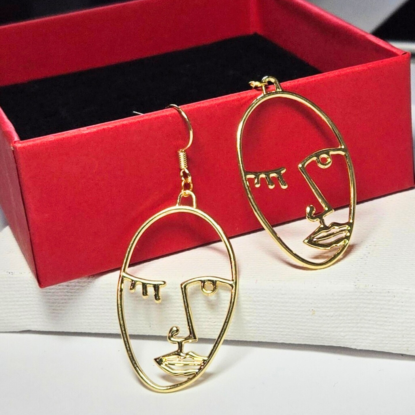 Picasso 飾り Abstract Face Earrings, Wire Picasso Dangle Earrings, Hollow
