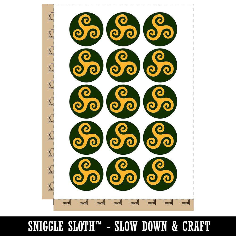 Triskele Triskelion Triple Spiral Celtic Symbol Temporary Tattoo Water Resistant Fake Body Art Set Collection (1 Sheet)