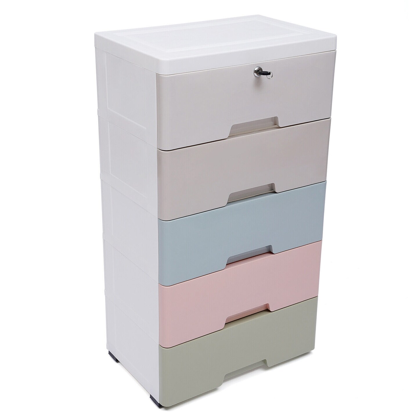 Kitcheniva Modern Plastic Drawers Dresser Tall Cupboard Storage