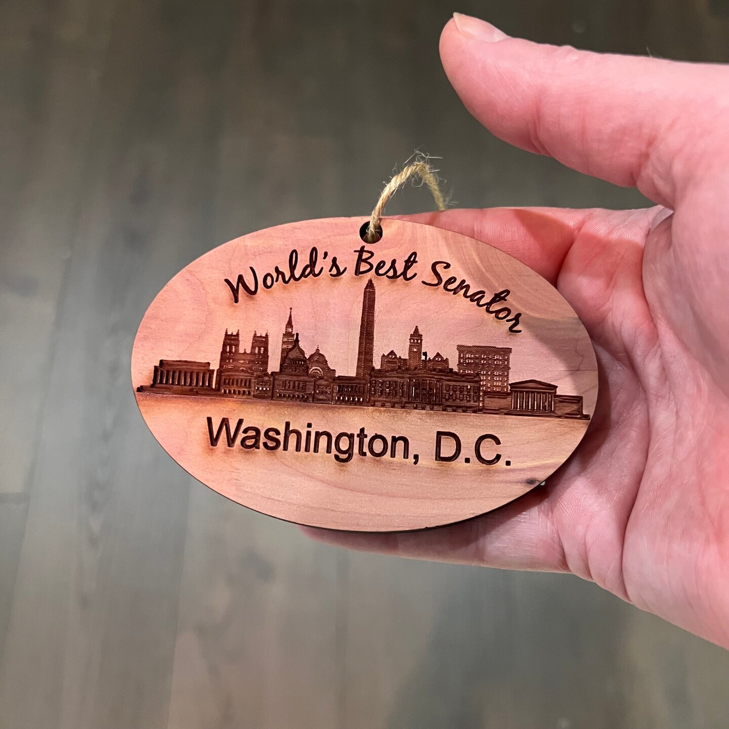 Worlds Best Senator Washington DC - Cedar Ornament Worlds Best Senator Washington DC - Cedar Ornament