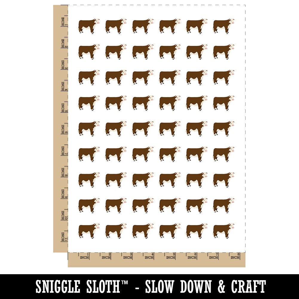 Hereford Cow Solid Temporary Tattoo Water Resistant Fake Body Art Set Collection (1 Sheet)