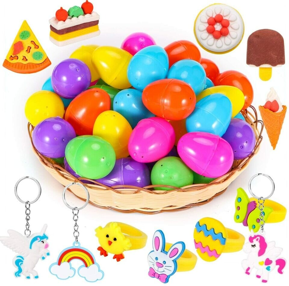 100 Pack Prefilled Easter Eggs with Toys 2 3/8" Plastic