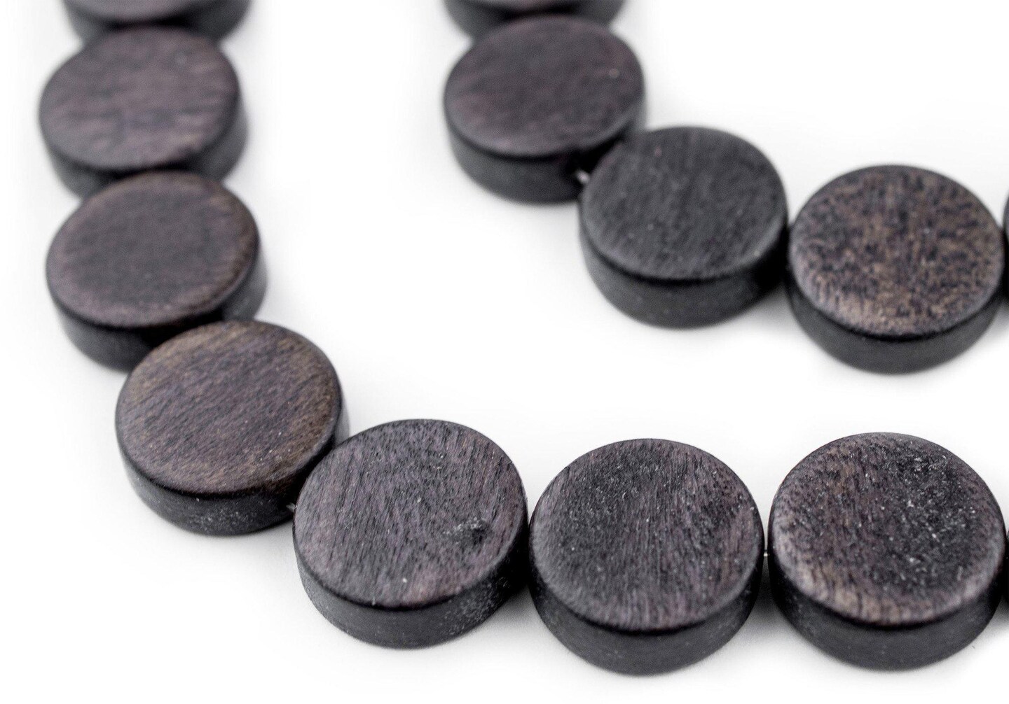 TheBeadChest Dark Grey Circular Natural Wood Beads (15x15mm): Organic Eco-Friendly Wooden Bead Strand for DIY Jewelry, Crafts, Necklace and Bracelet Making