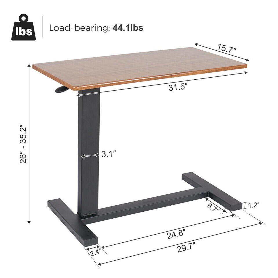 Rolling Sitting Standing Desk Adjustable Overbed Table Lazy Laptop Workstation