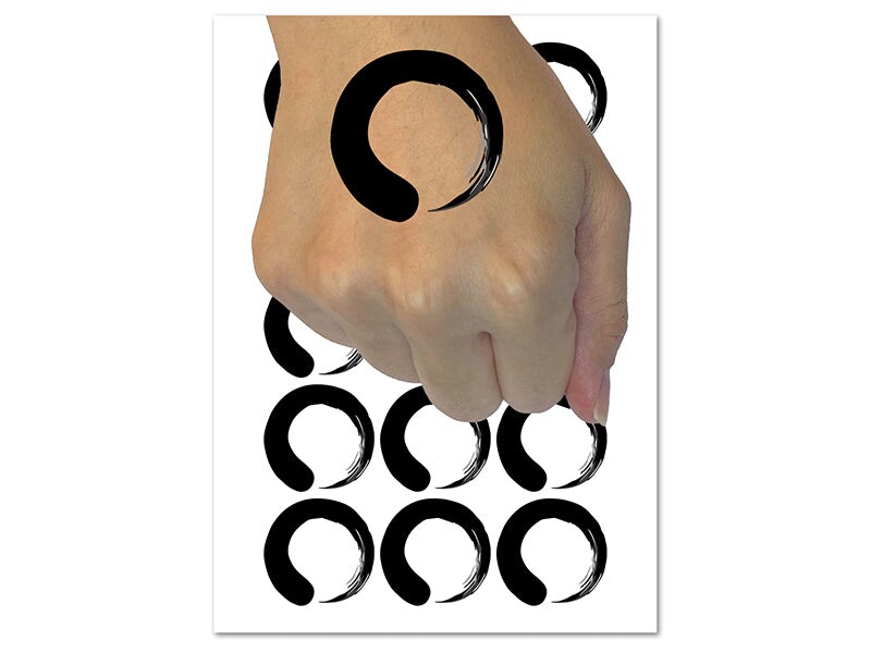 Enso Zen Buddhism Infinity Circle Temporary Tattoo Water Resistant Fake Body Art Set Collection (1 Sheet)