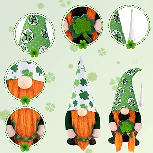 2 Pieces St. Patrick&#x27;s Day Gnomes Decorations- Irish Leprechaun Plush Dolls Handmade Swedish Tomte for Home Table Ornament