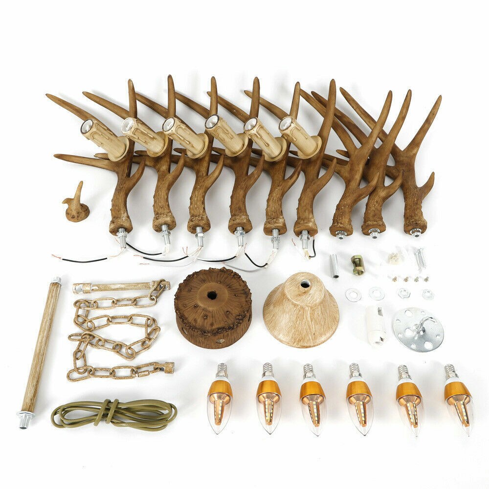 Kitcheniva 6-light Resin Antler Chandelier Log Pendant Light Fixture