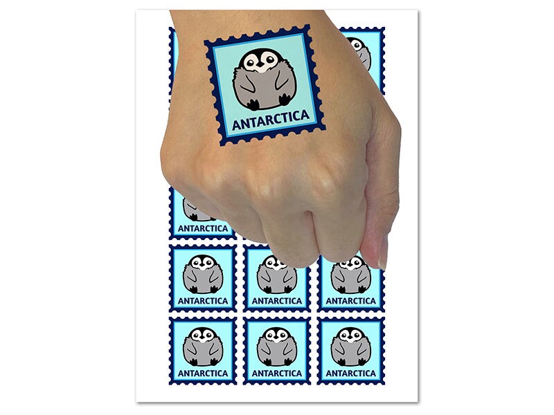 Antarctica Travel Baby Emperor Penguin Temporary Tattoo Water Resistant Fake Body Art Set Collection (1 Sheet)