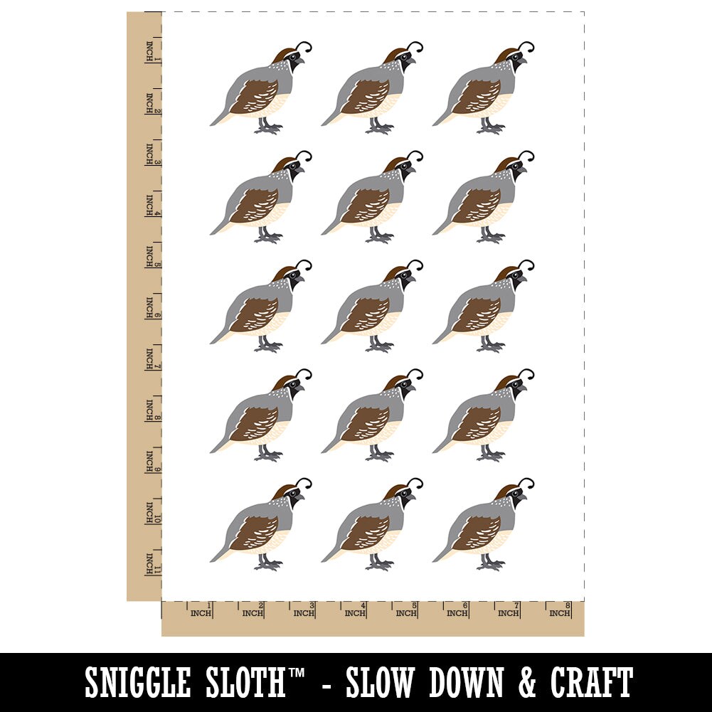 Quail Bird Solid Temporary Tattoo Water Resistant Fake Body Art Set Collection (1 Sheet)