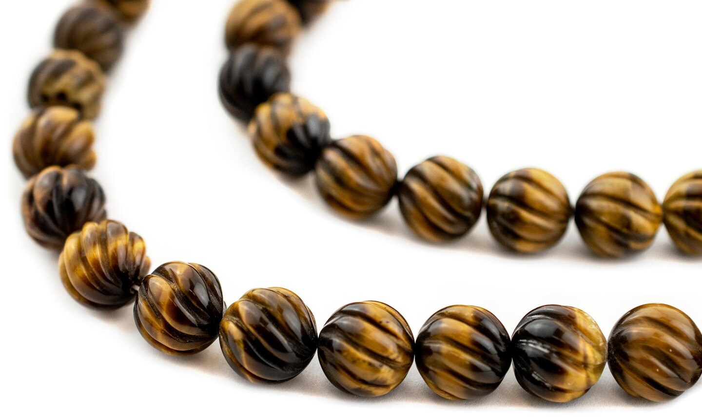 TheBeadChest Carved Swirl Round Tiger Eye Beads (12mm)