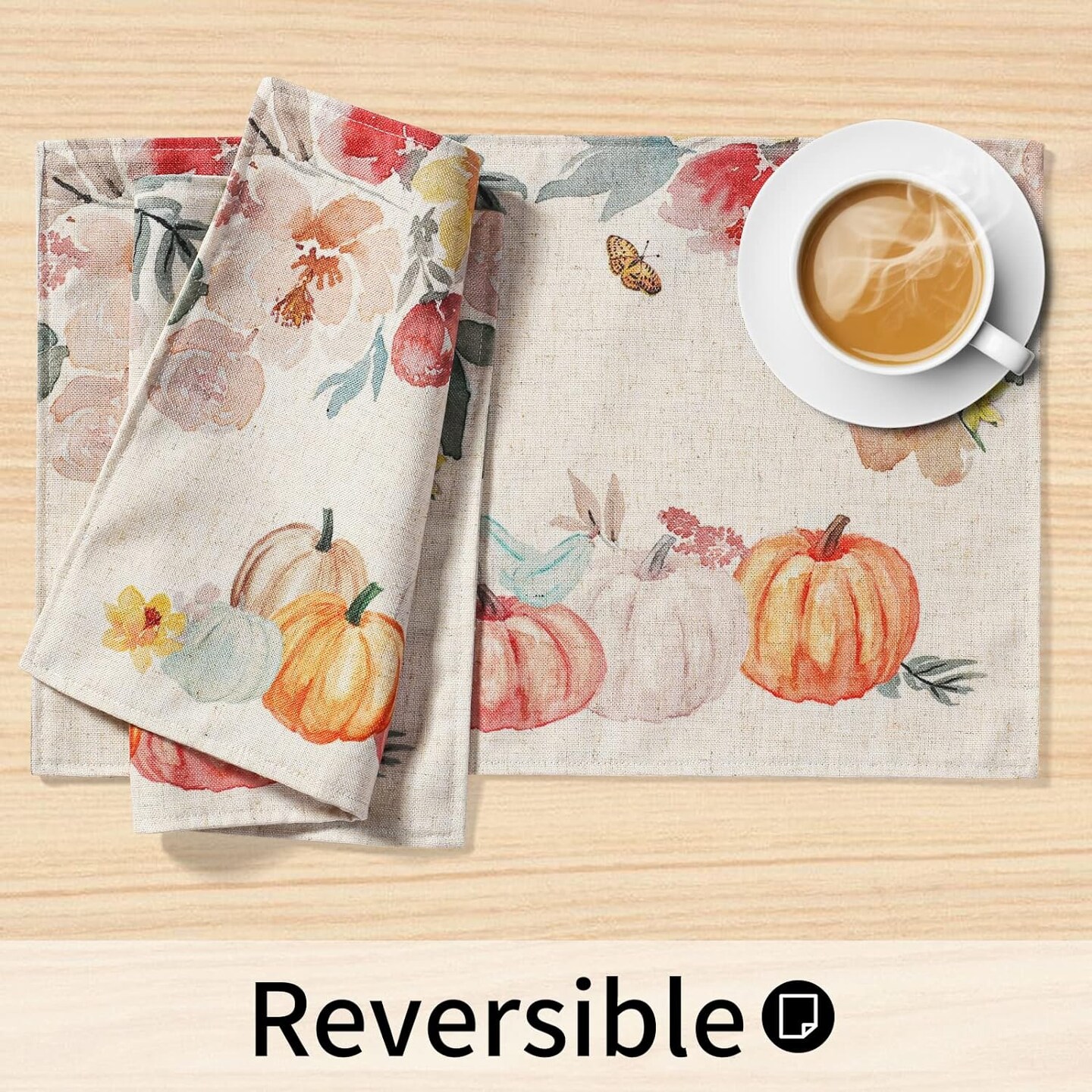 Dolcal Farmhouse Theme Reversible Linen Placemats Set of 4