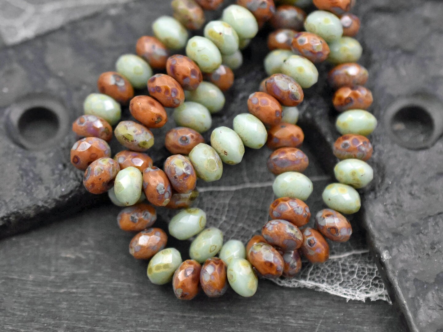 *30* 3x5mm Mixed Fall Picasso Fire Polished Rondelle Beads