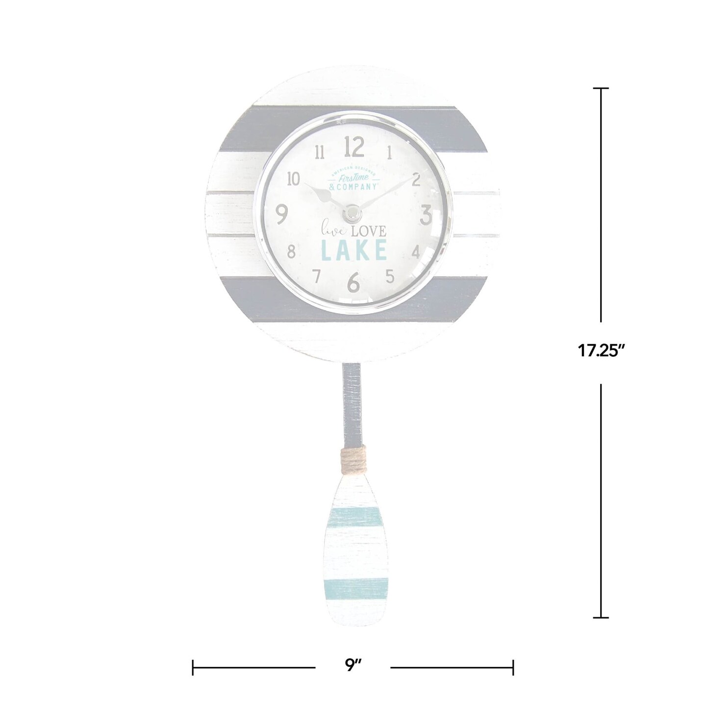 FirsTime &#x26; Co. White Oar Pendulum Wall Clock, Coastal, Analog, 8 x 2.5 x 17.5 in
