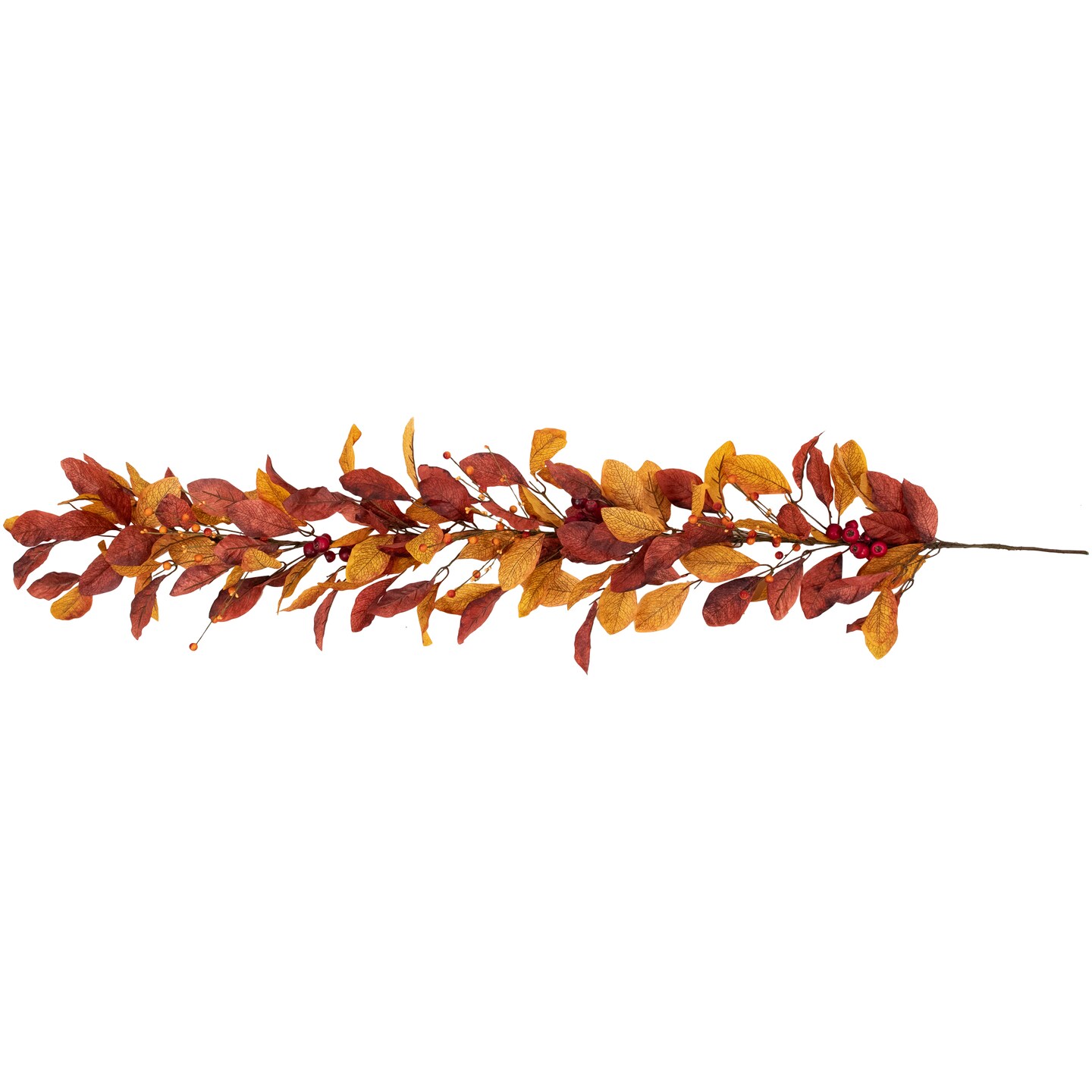 Northlight 5&#x27; x 8&#x22; Berries with Orange and Red Leaves Artificial Fall Harvest Garland, Unlit