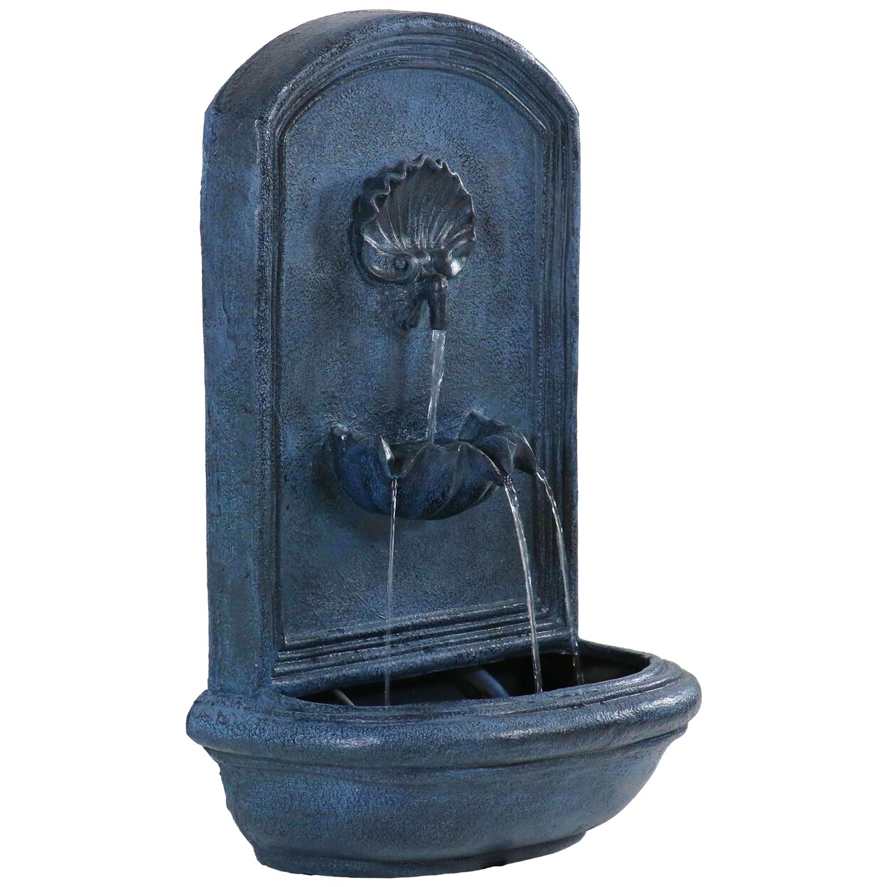Sunnydaze Seaside Outdoor Solar Wall Fountain With Battery - Lead