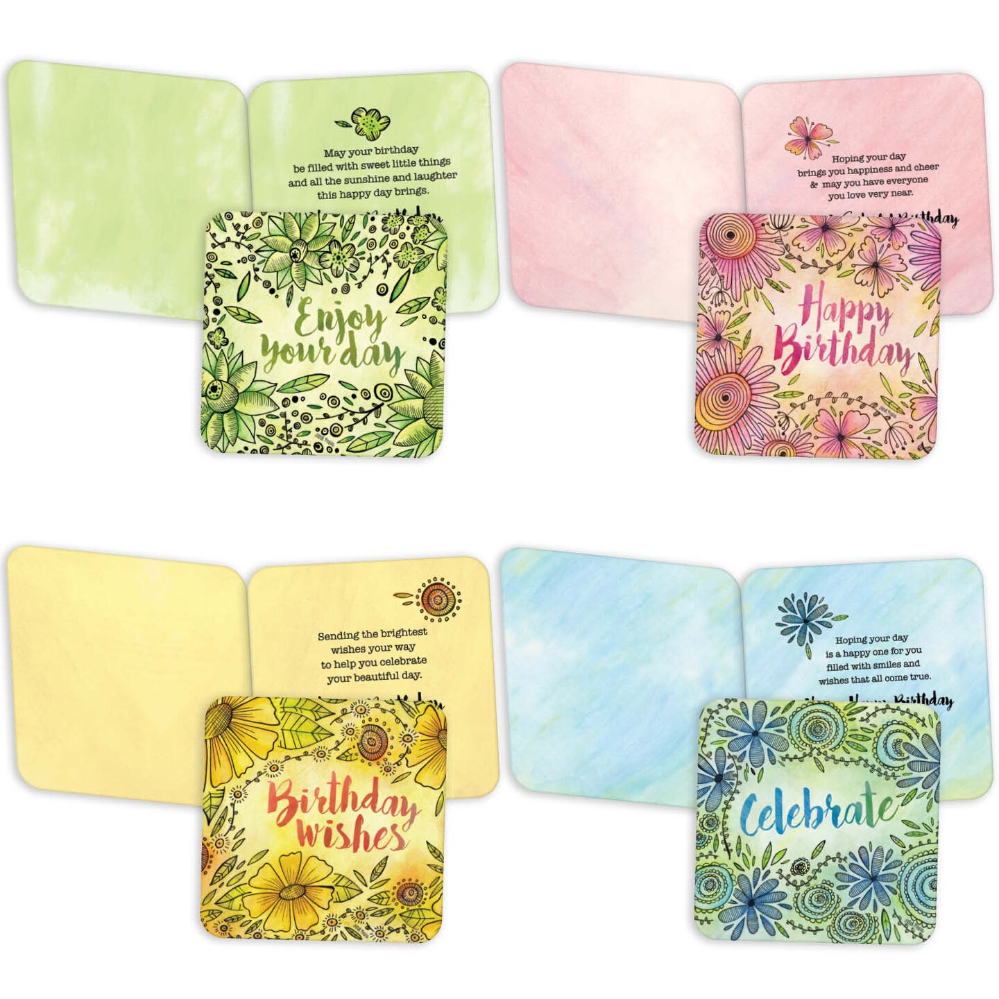 Color Outside the Lines - Boxed Birthday Card Assortment - 20 Cards & 20 Envelopes