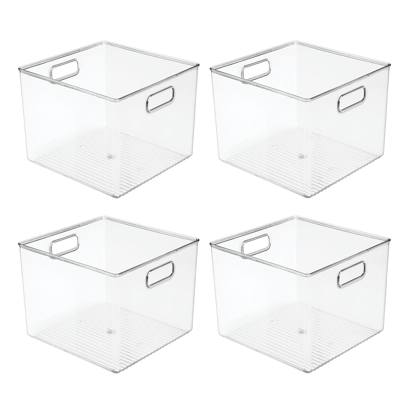 mDesign Plastic Stackable Storage Organizer Container Bin with Handles