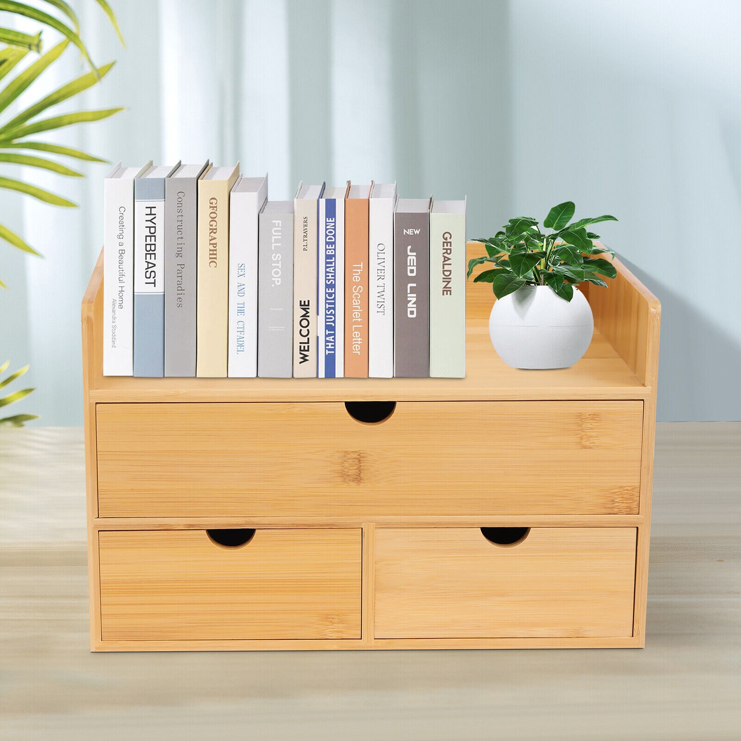 Kitcheniva Bamboo Desk Organizer with 3 Drawers Storage