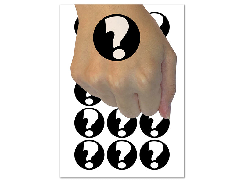 Question Mark Bold Temporary Tattoo Water Resistant Fake Body Art Set Collection (1 Sheet)