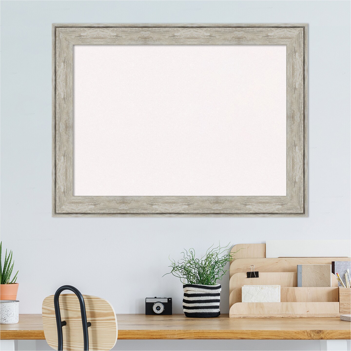 Crackled Metallic Framed Corkboard, White Cork