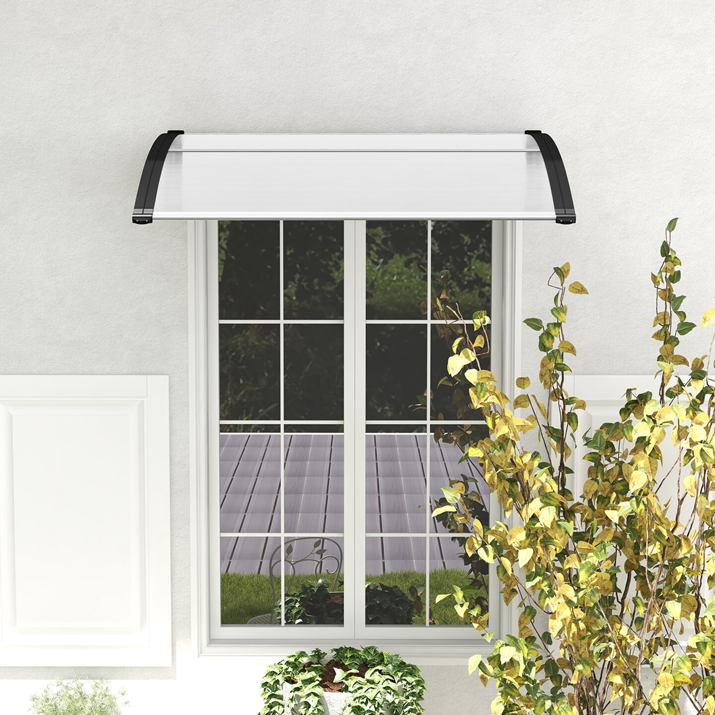 Costway 48&#x22; x 40&#x22; Window Outdoor Awning Door Canopy Exterior Awning Canopy Black/Grey