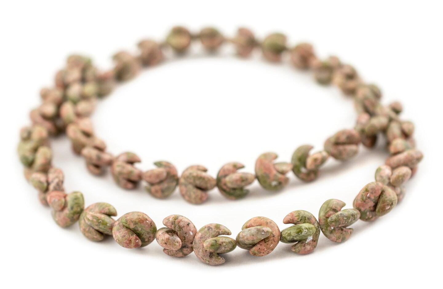 TheBeadChest Interlocking Crescent Unakite Beads (8x4mm)