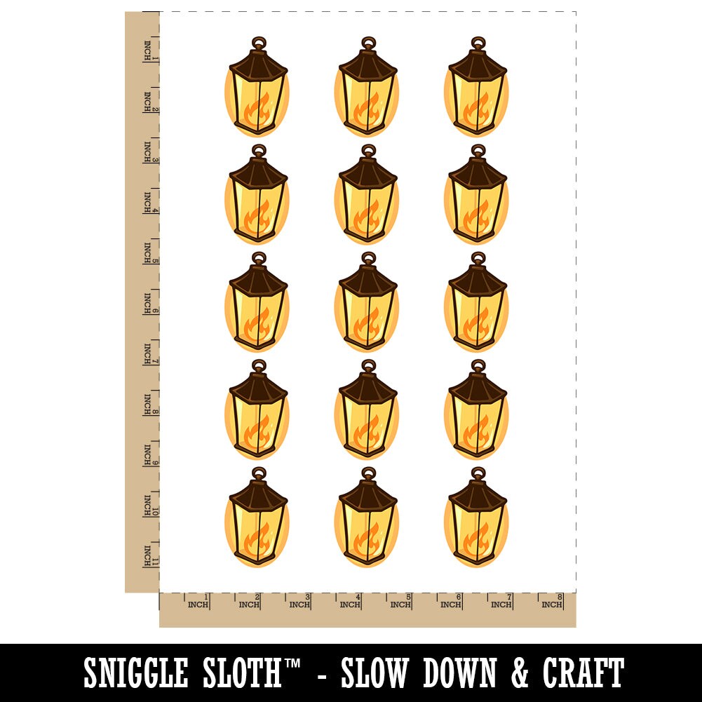 Lantern Lamp with Fire Temporary Tattoo Water Resistant Fake Body Art Set Collection (1 Sheet)