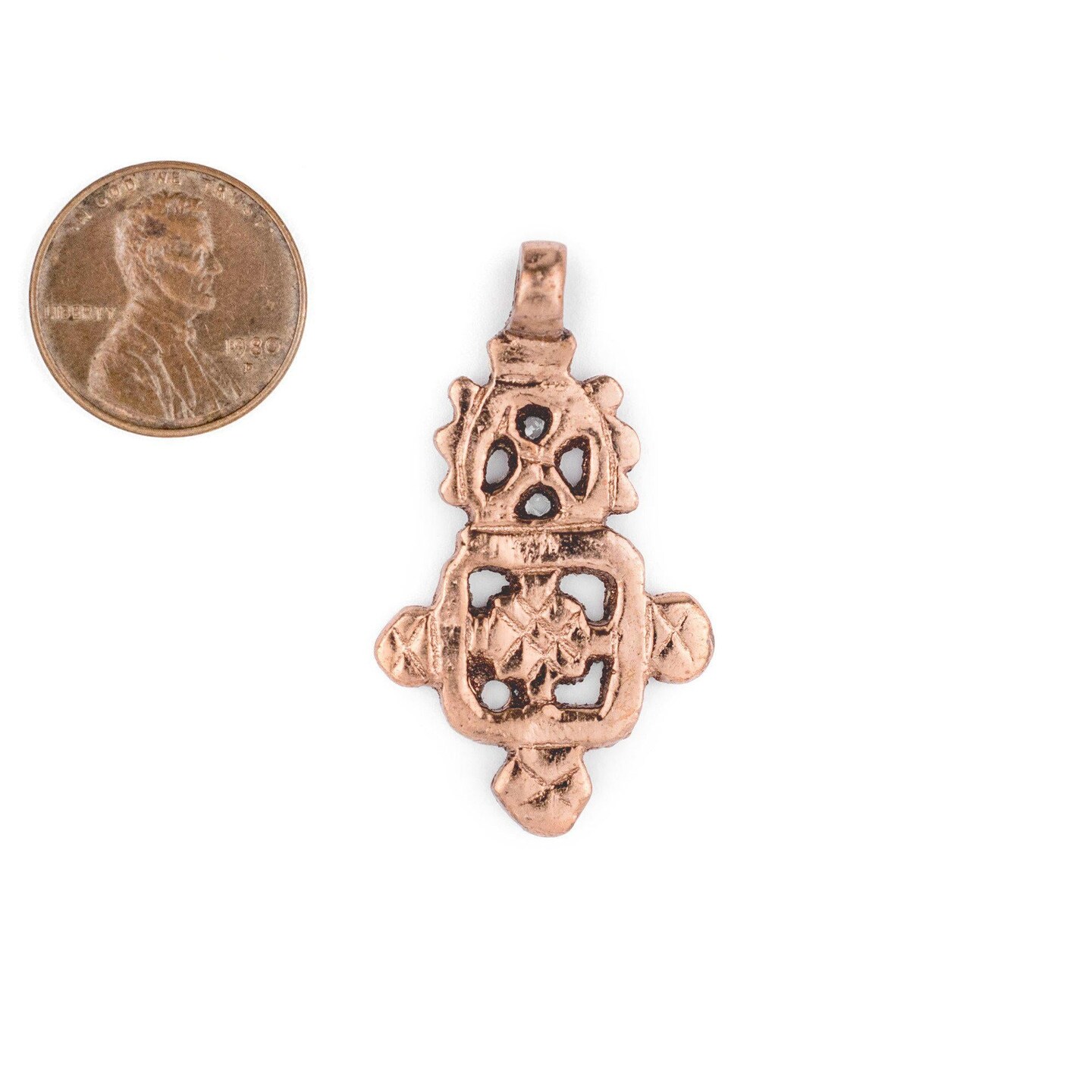 Copper Coptic Cross Pendant (40x22mm): Authentic Ethiopian East African Design for Jewelry &#x26; Necklace Making