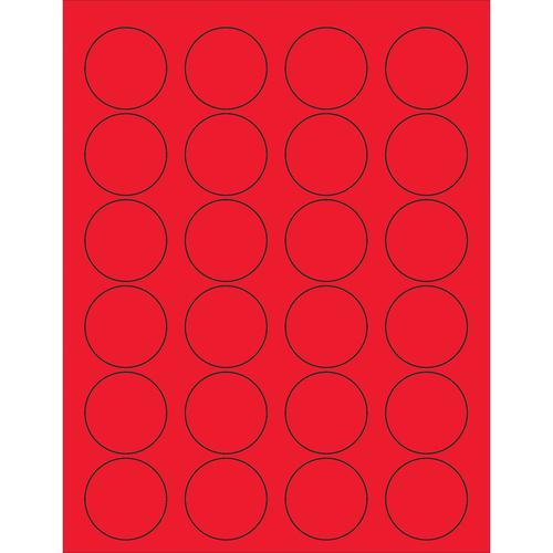 Tape Logic Circle Laser Labels, 1 5/8&#x22;, Fluorescent Red, 2400/Case