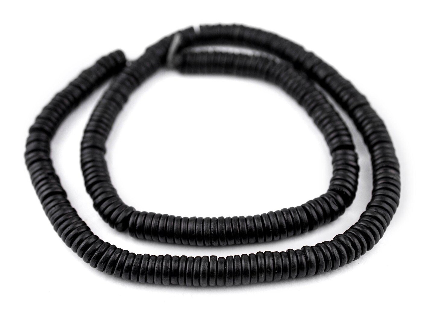 The Bead Chest 8mm Black Bone Button Beads: Nepal Flat Round Disk Heishi Beads for DIY Necklace Jewelry Making