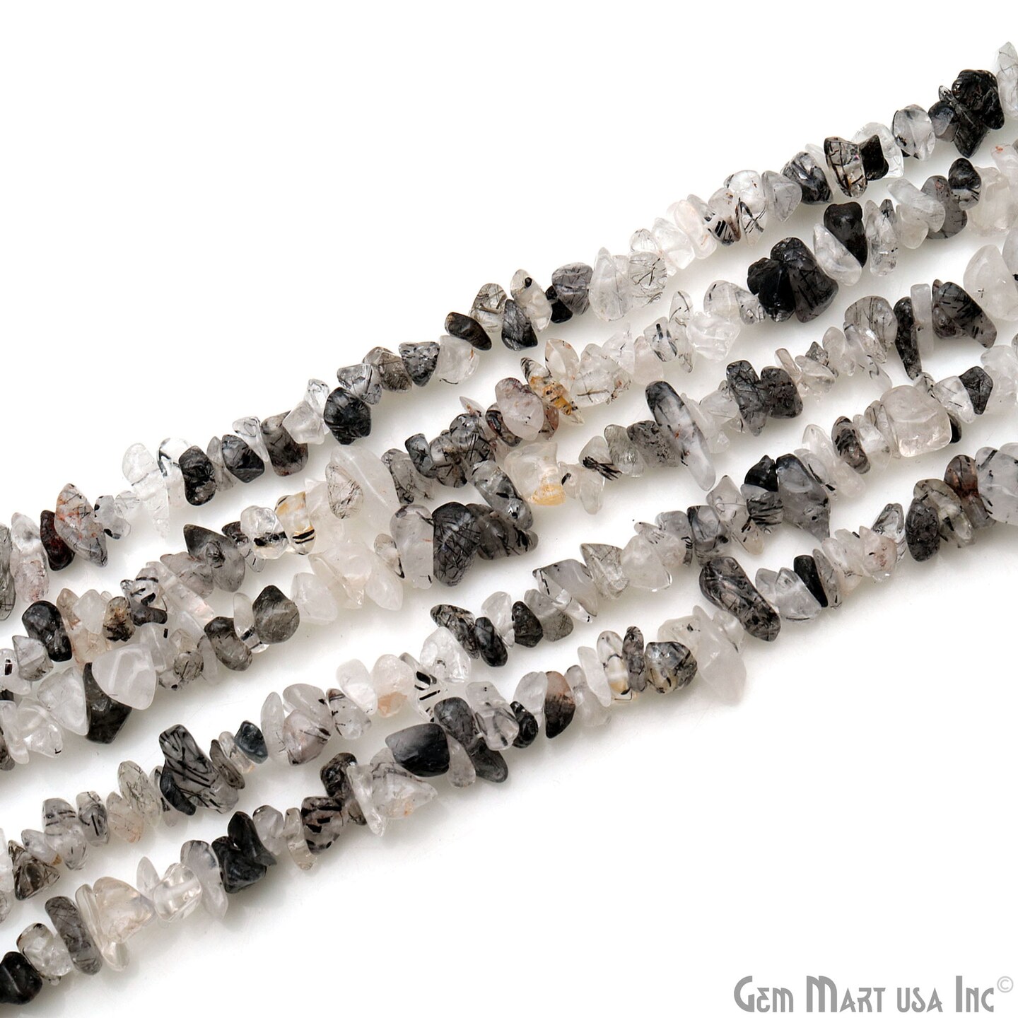 Rutilated Chip Beads, 34 Inch, Natural Chip Strands, Drilled Strung Nugget Beads, 3-7mm, Polished, GemMartUSA (CHRU-70001)
