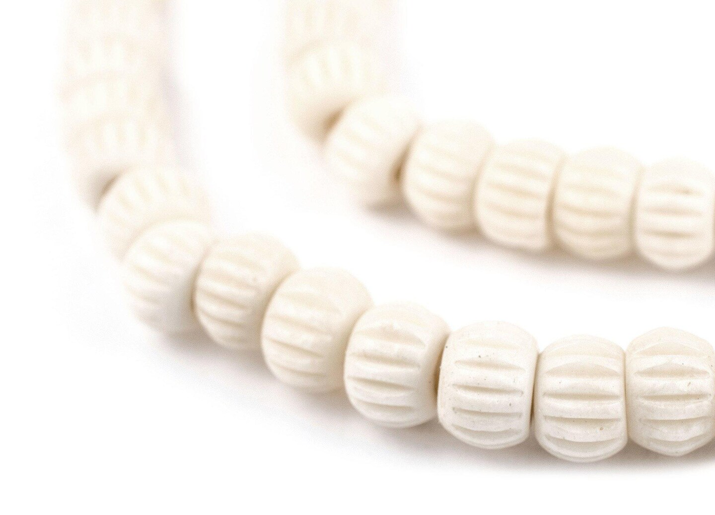 TheBeadChest White Carved Chevron Bone Mala Beads (6mm)